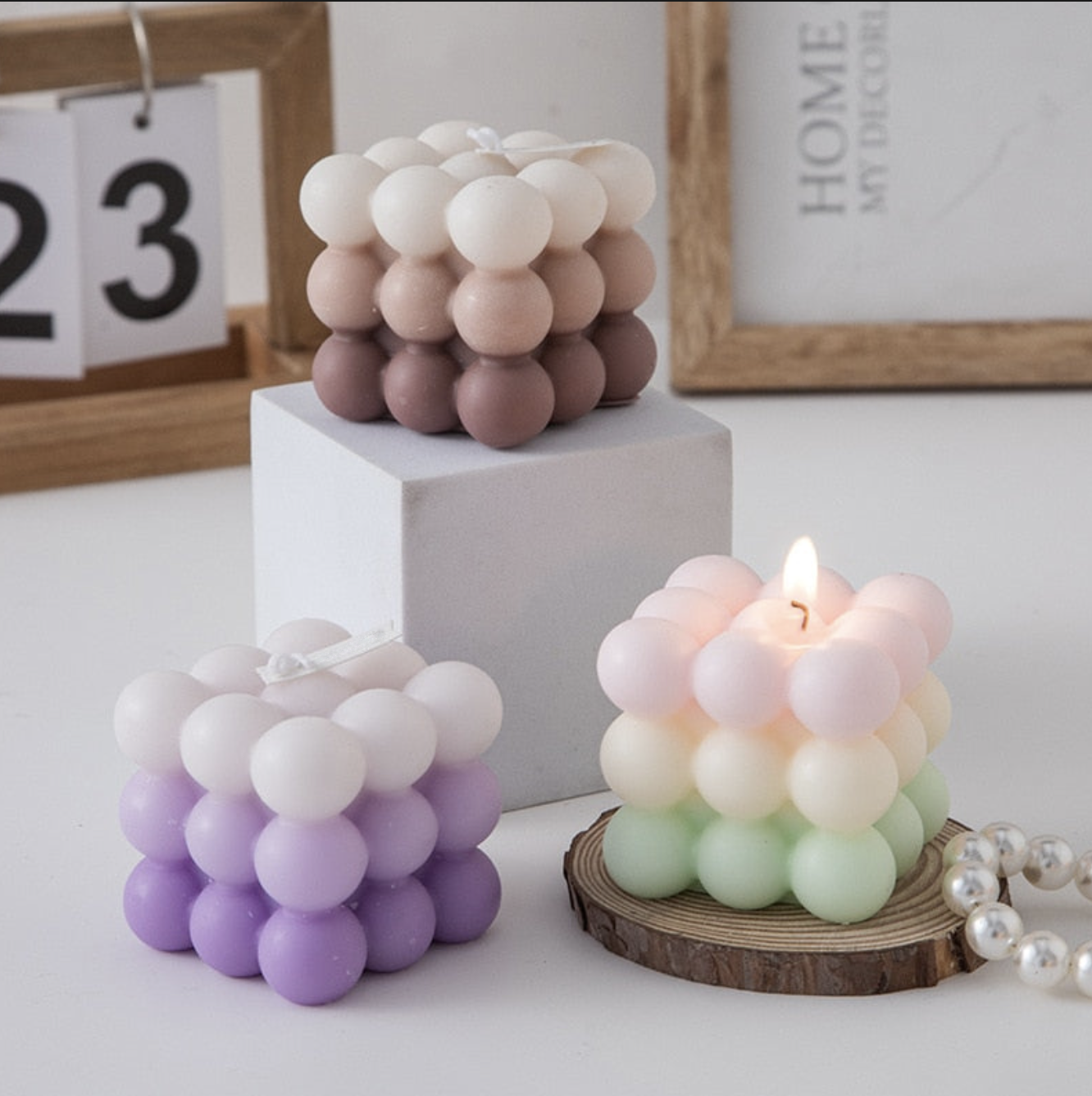 מידי באבל- נר קובייה דקורבטיבי - שעוות סויה