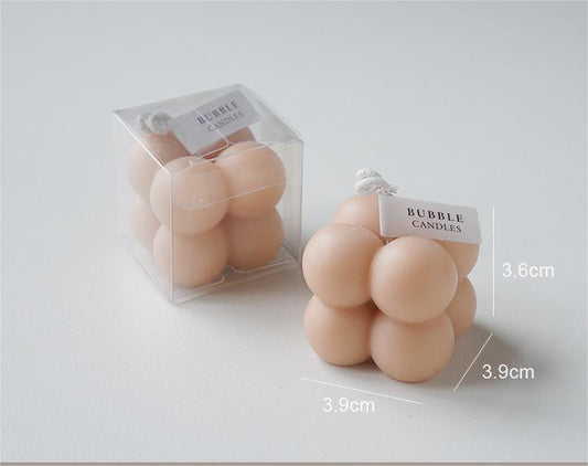 מיני באבל- נר קוביית בועות קטנות דקורבטיבי - שעוות סויה